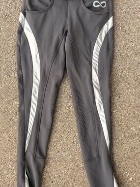 Stride Women’s Equestrian Comfort Gray Riding Tights with Iridescent Stiping